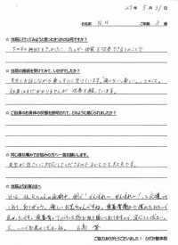 戸田市にお住いでアレルギー体質に悩んでいたＮＨさま（3歳の男性でお母さま代筆）